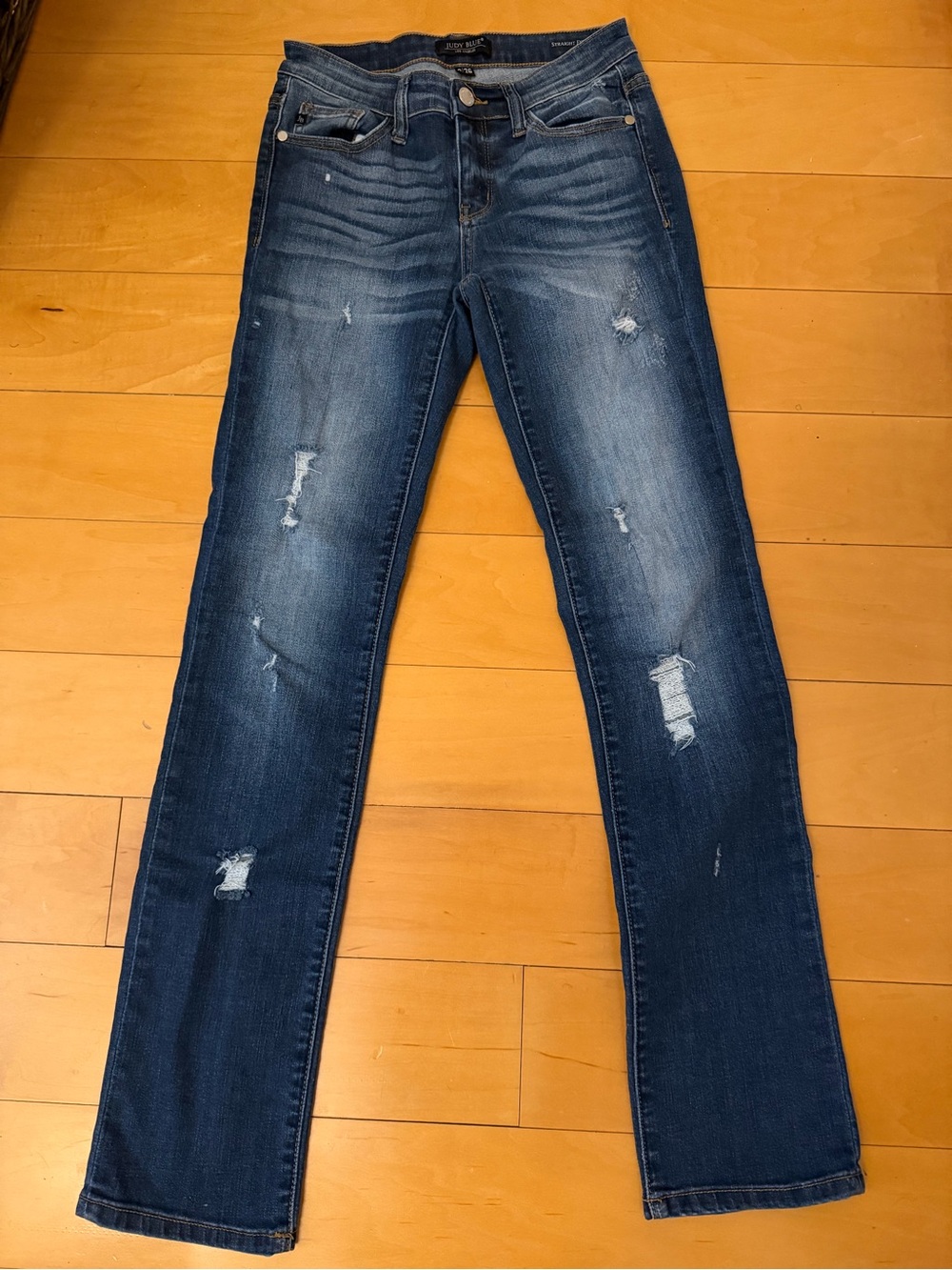 Judy Blue Dark Blue Distressed Skinny Jeans
